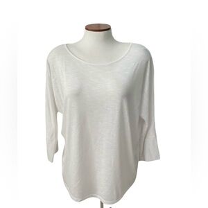 AUGUST MOON Women’s Tee Shirt Dolman 3/4 Sleeves White Size Large